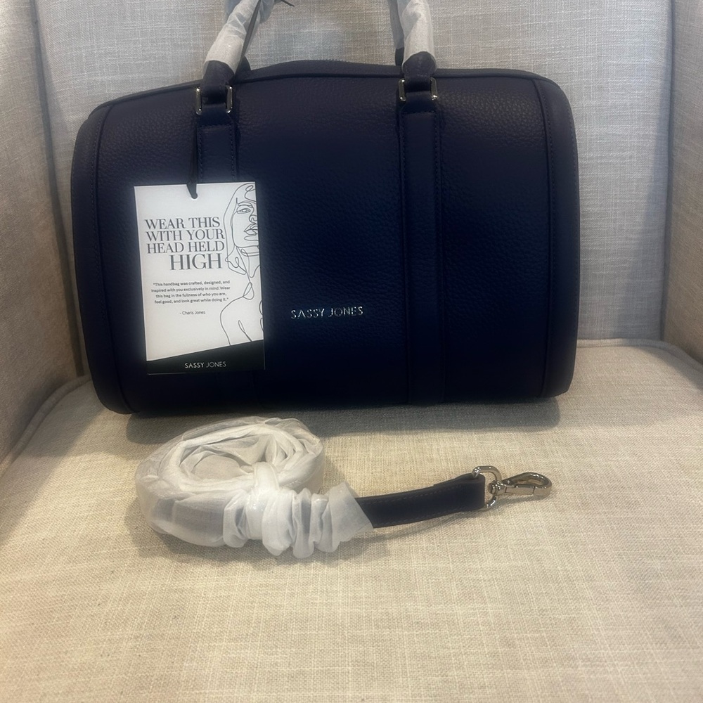 Sassy Jones Dottie Navy Leather HandBag